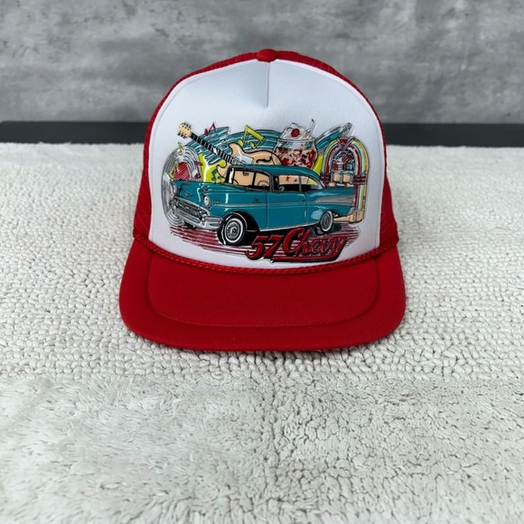 Snap-Back Other - Vintage Chevy Mesh Snapback Trucker Rope Hat OSFA Two Tone Chevrolet Puffy Print
